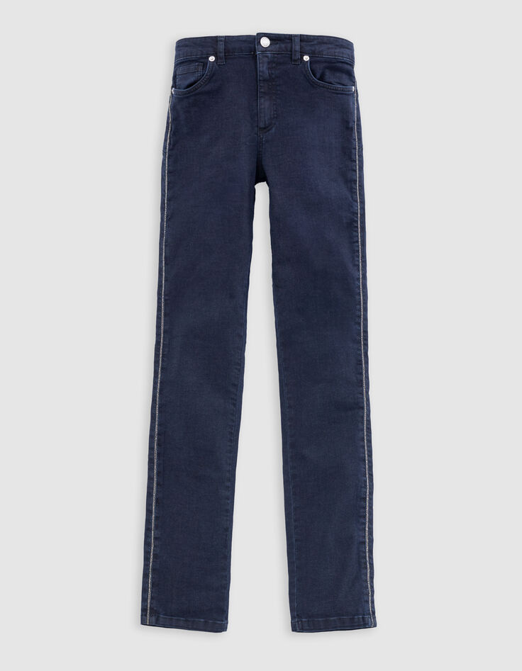 Women's slim dark blue chain back jeans-8