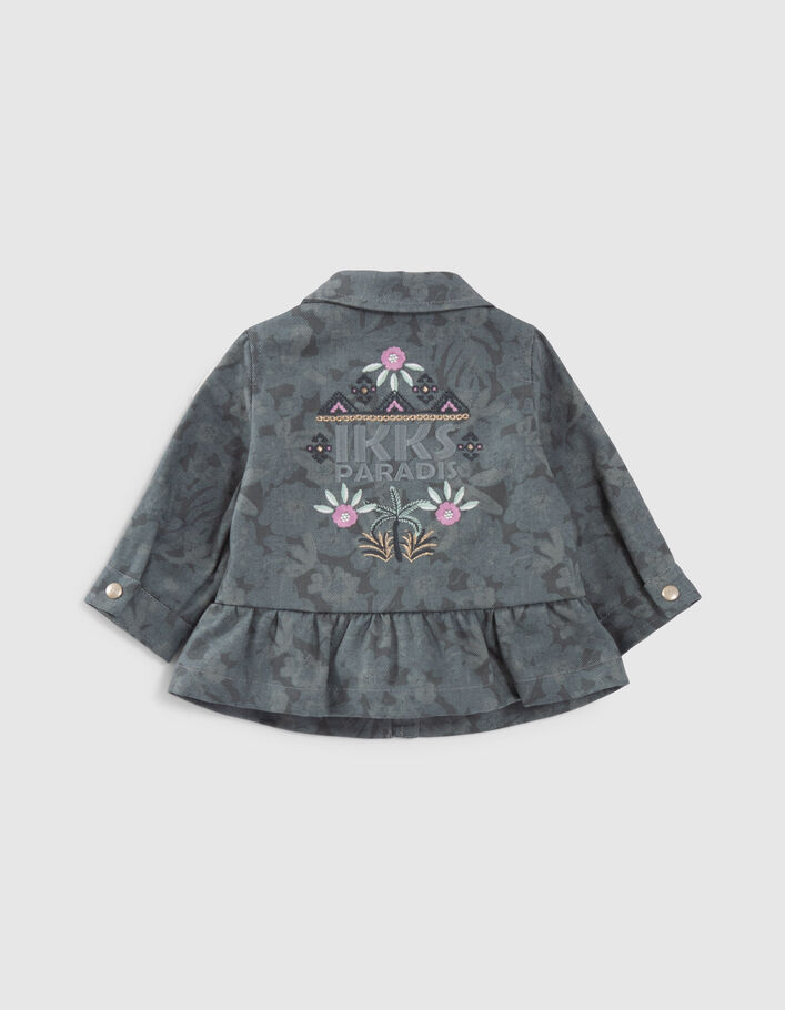 Baby girls’ khaki denim safari jacket, XL flowers - IKKS
