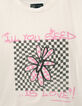 T-shirt &eacute;cru coton bio visuel fleur et damier fille-3
