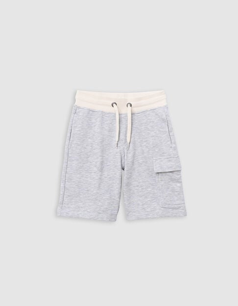 Bermuda BATTLE gris ceinture contrastée garçon - IKKS