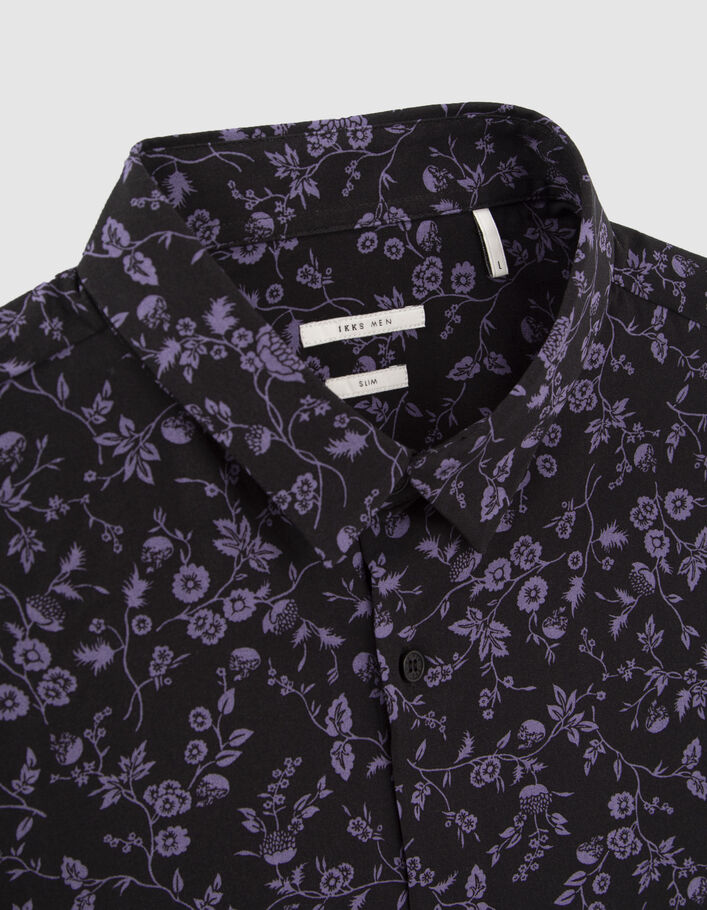 Chemise SLIM noire LENZING™ ECOVERO™ motif fleurs violines Homme-5