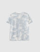 Blaues Tie-Dye-Jungen-T-Shirt mit Schriftzug -3