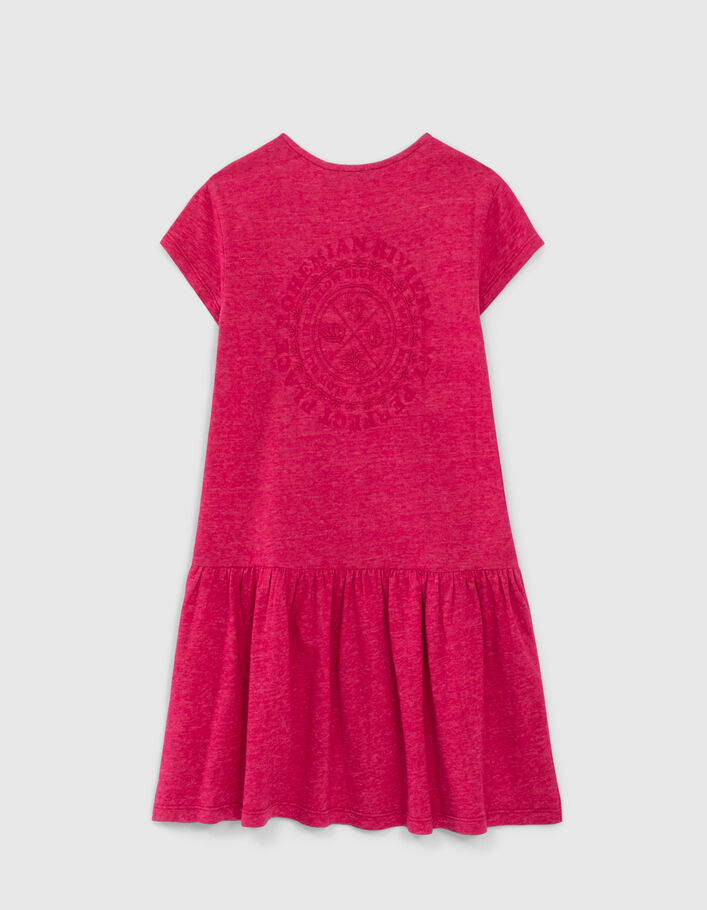 Girls’ fuchsia pink T-shirt dress, press studs down front - IKKS