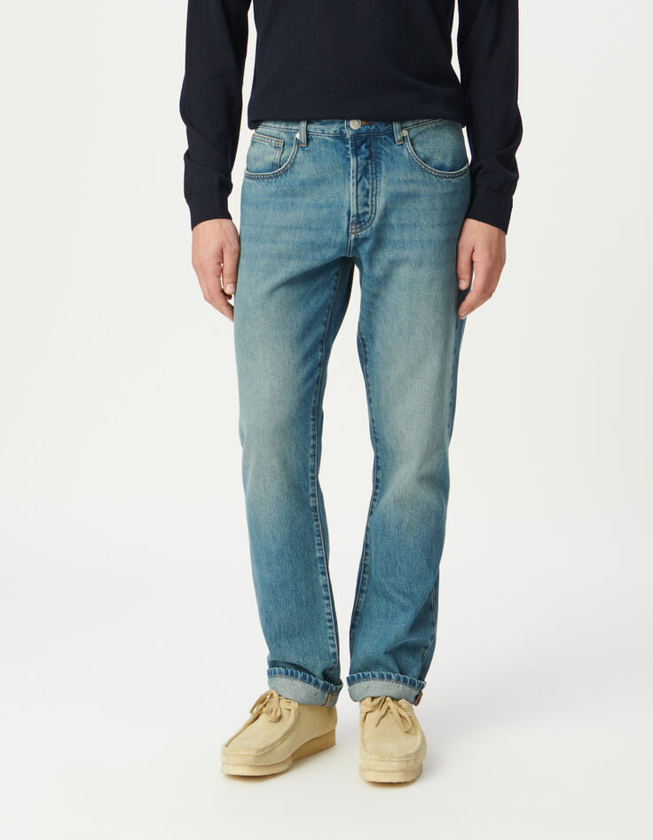Jean droit bleu délavé Serge Homme-2