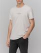 T-shirt gris chin&eacute; clair upcycl&eacute; print message Homme-1