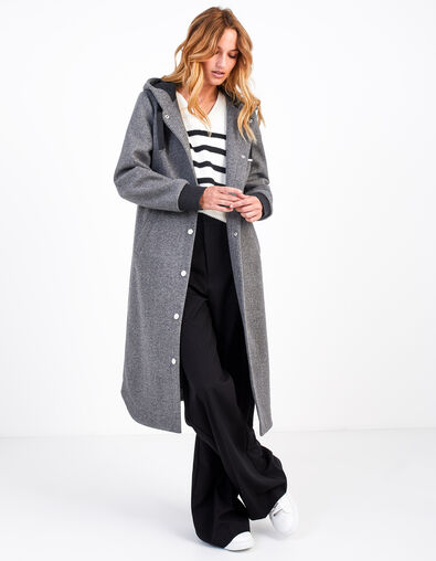 Manteau gris chin&eacute; &agrave; capuche I.Code
