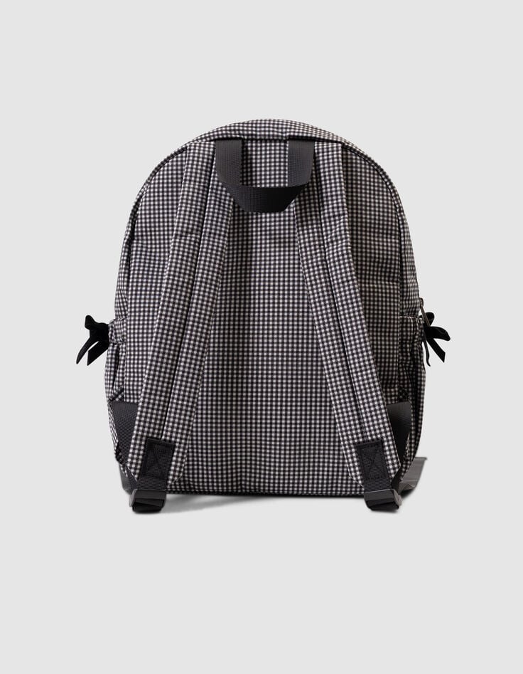Girls’ black rucksack with ecru gingham, ruffled details-4 Girls’ black rucksack with ecru gingham, ruffled details-4