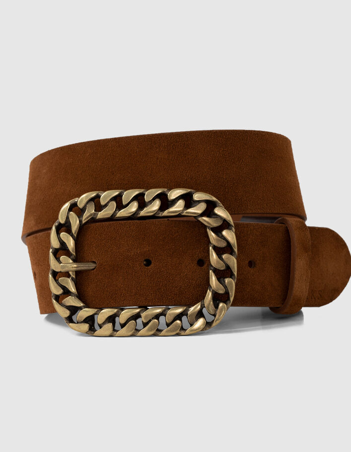 Women’s sand suede curb-chain style belt - IKKS