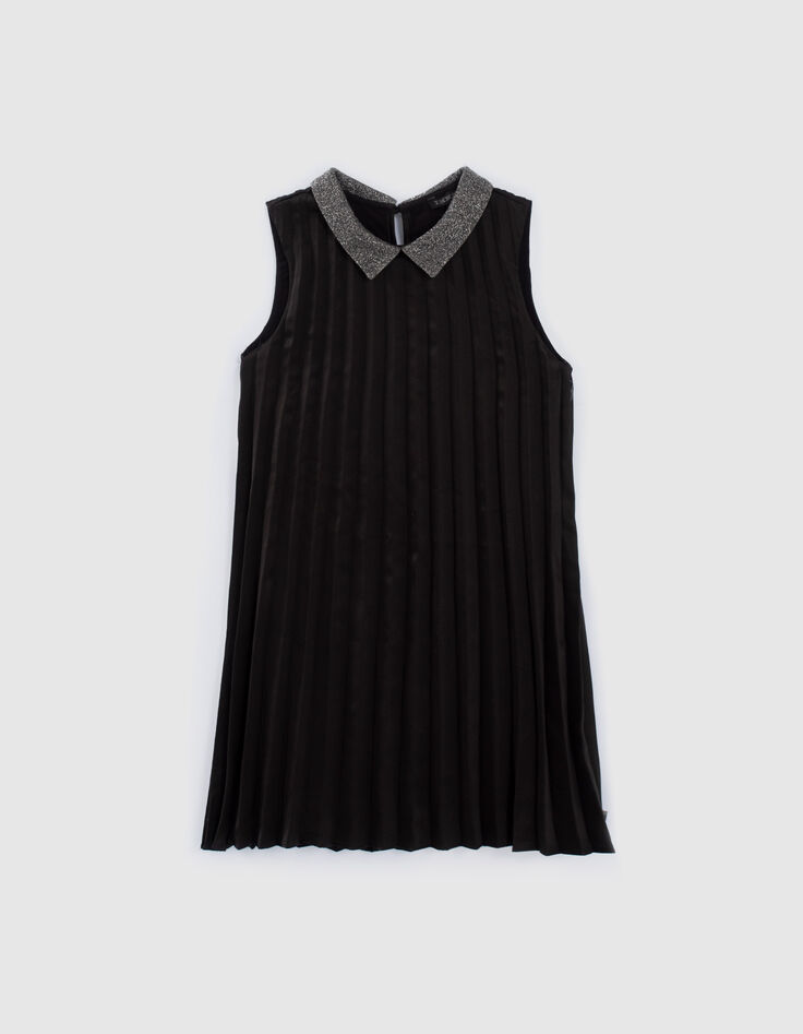 Vestido negro plisado niña-1