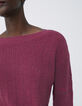 Jersey violeta punto puntadas y cadenas en mangas mujer-2
