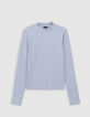 Himmelblaues Rippstrick-T-Shirt f&uuml;r M&auml;dchen-1