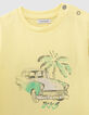 Baby boys’ yellow T-shirt with Cuban car image-2
