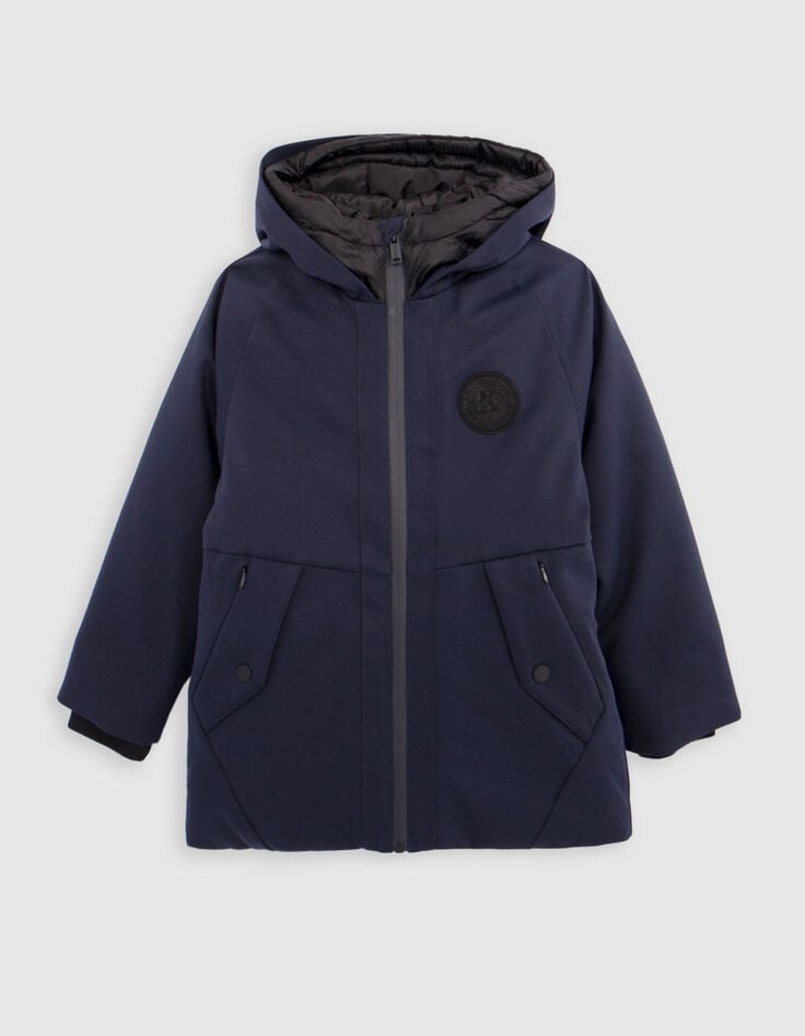 Parka 2-en-1 marine doudoune motif jacquard garçon-2