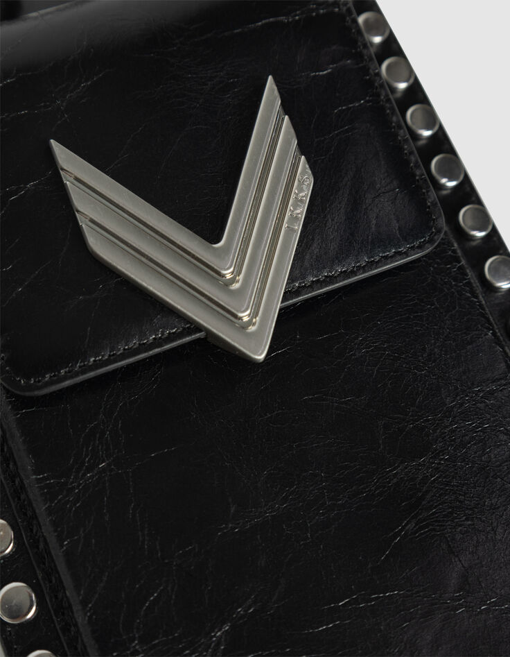 Pochette téléphone 111 noire cuir clouté Femme-5 Pochette téléphone 111 noire cuir clouté Femme-5