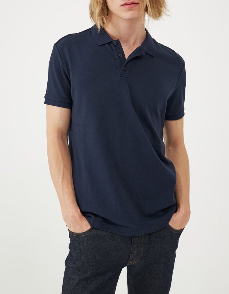 Marine polo SEAWOOL&reg; piqu&eacute;tricot Heren-2