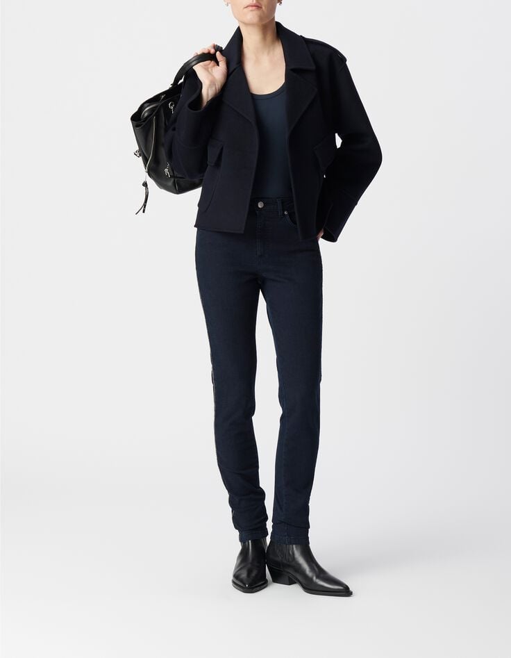 Dames slim blue black chain back jeans-1