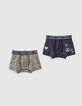 Boxers lichtkaki camouflage en navy jongens -1