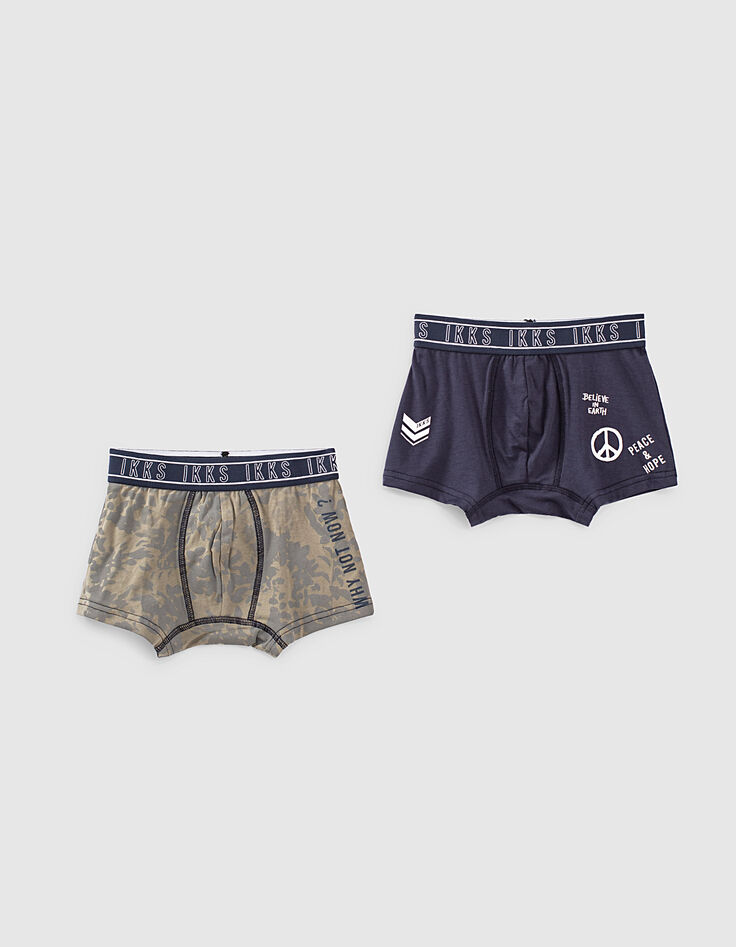 Boxers lichtkaki camouflage en navy jongens -1