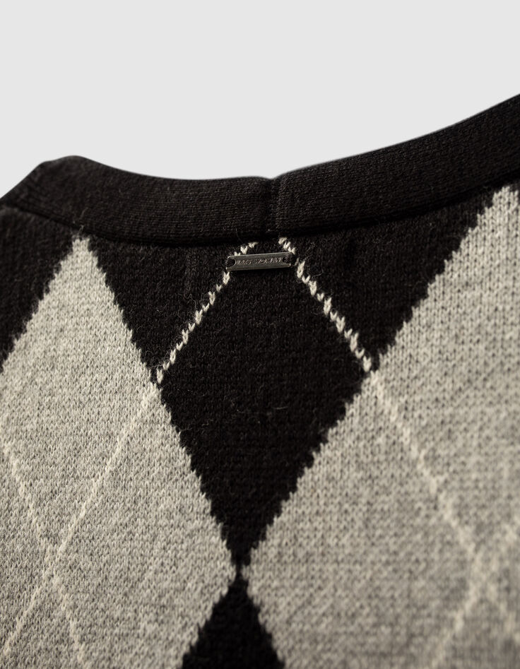 Girls’ black Argyle knit cardigan-2
