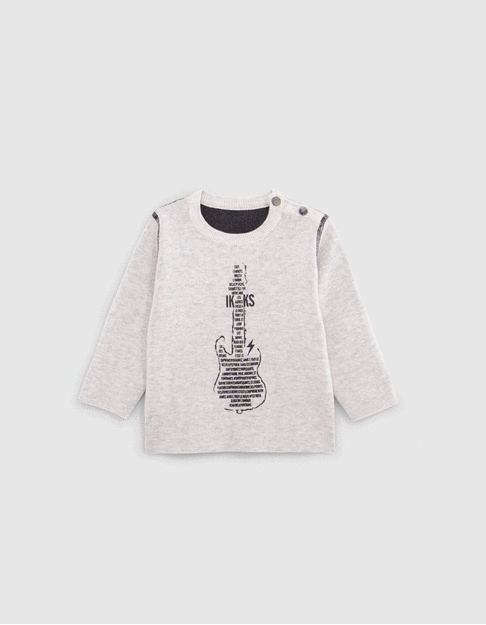 Reversible knitted sweater grey and dark grey baby boy - IKKS