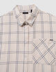 Girls’ ecru and black check shirt-9