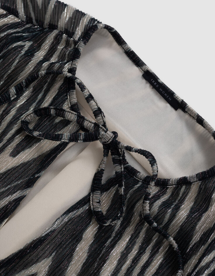 Mujer vestido de espiga de oro negro-4