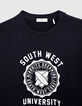 Marineblaues Herren-Sweatshirt, Wappen, Campus-Optik, Bio-7