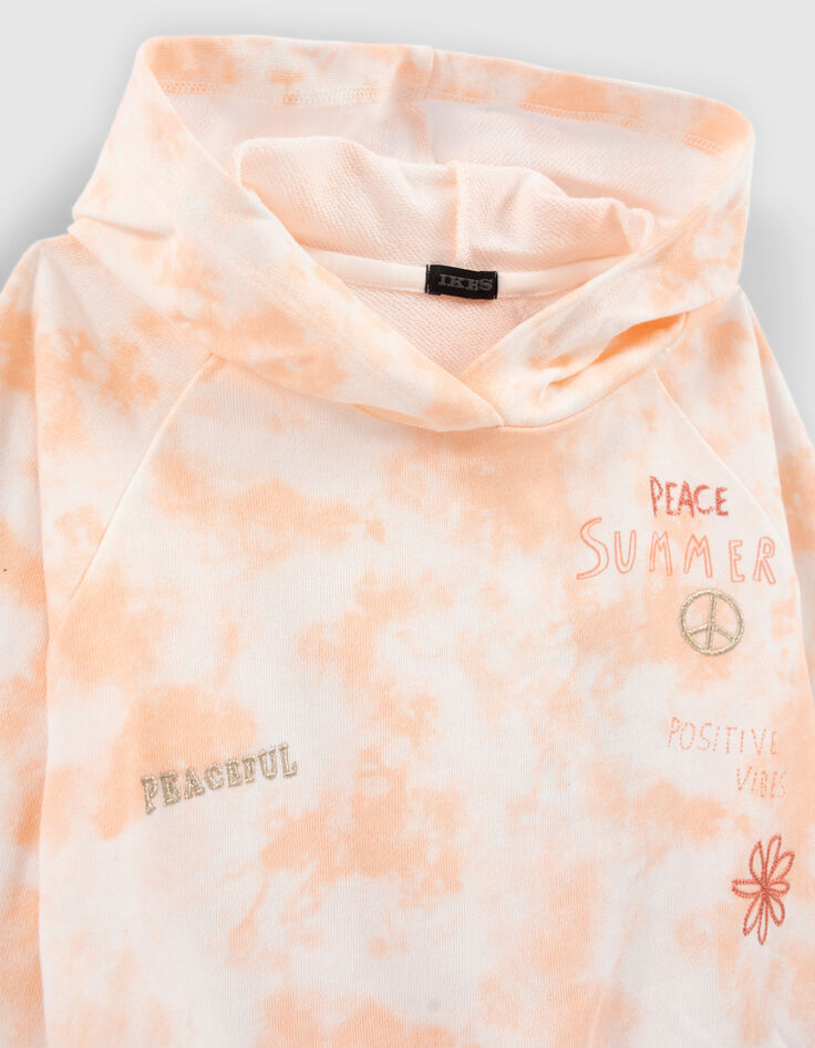 Girls’ orangey embroidered tie-dye print hoodie-3