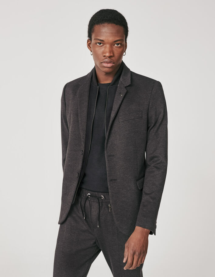 Men’s charcoal suit jacket with little checks - IKKS