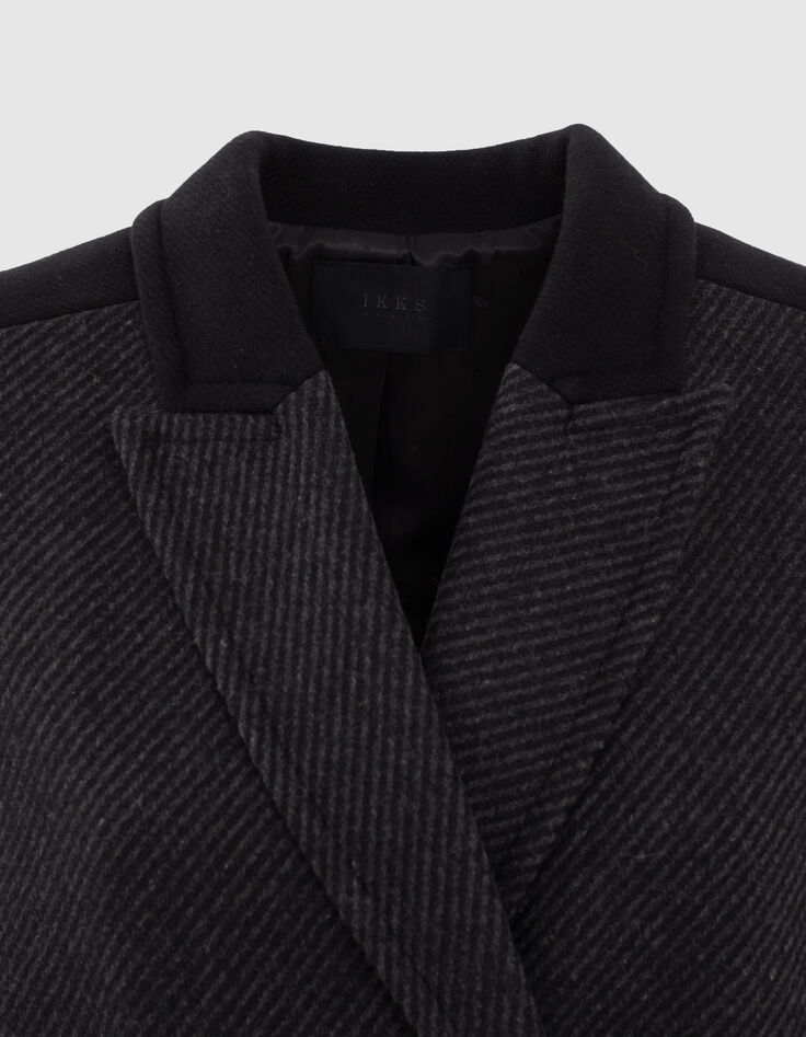 Manteau col revers en pointe long en majorité laine coloris gris femme-3