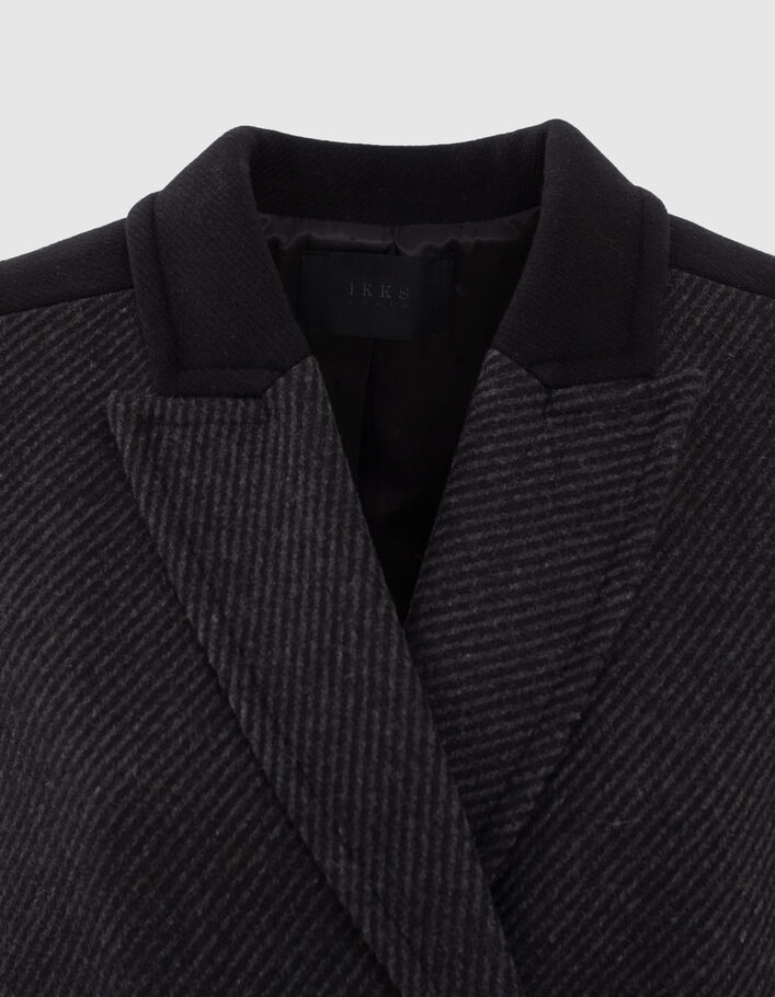 Women’s grey wool rich coat with long point lapel-3
