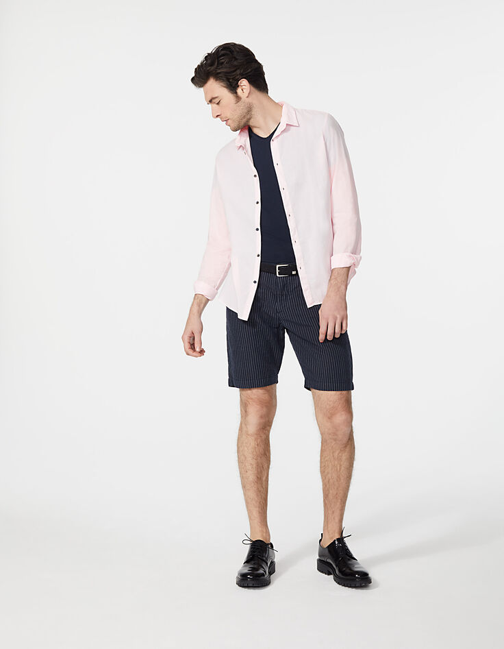 Chemise SLIM rose pâle en voile de coton Homme-5