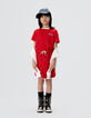 Girls’ red terry cloth dress with drawstring waist-1