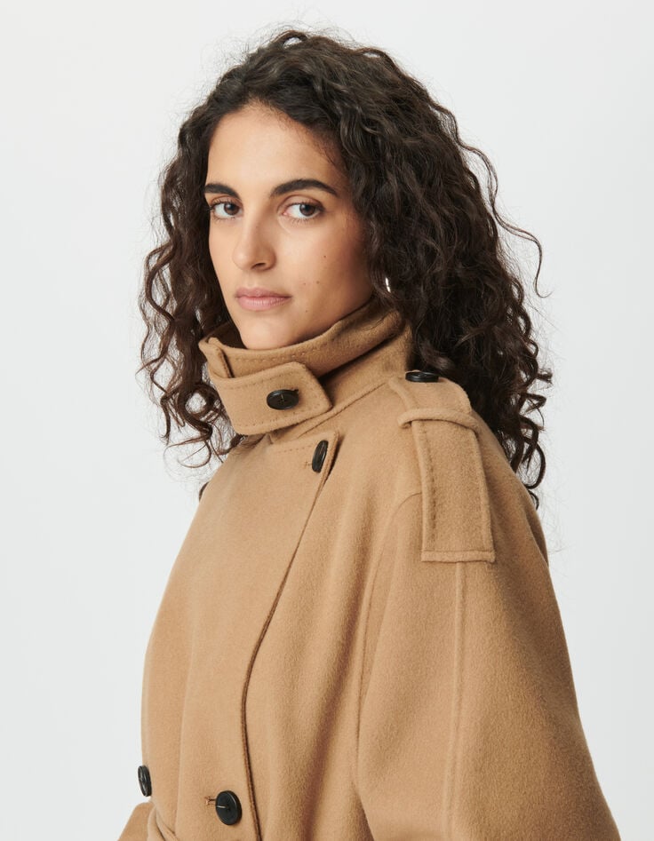 Manteau long camel lainage esprit trench Femme-5 Manteau long camel lainage esprit trench Femme-5