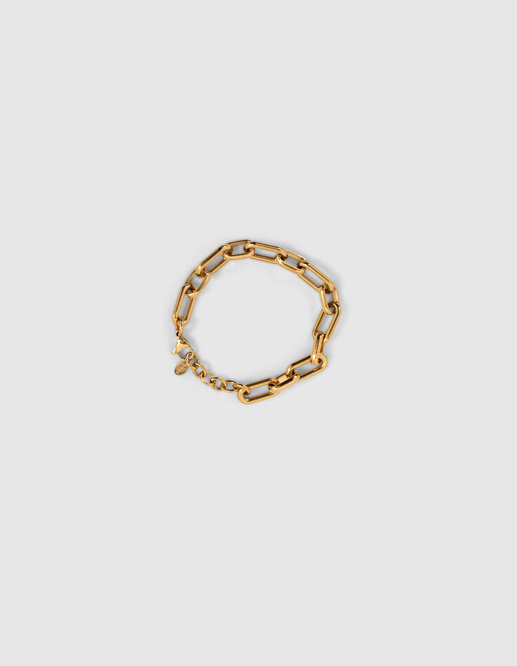 Bracelet doré en grosse maille femme-1