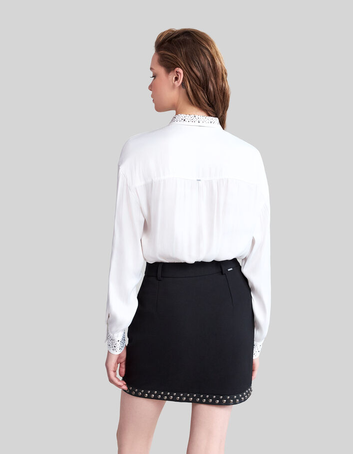 Women's off-white recycled shirt with studs and diamanté - IKKS