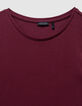 Langes bordeauxrotes Mädchen-T-Shirt-Kleid-5