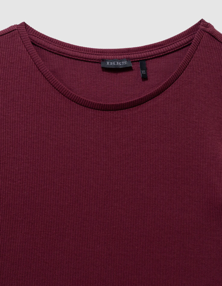 Langes bordeauxrotes Mädchen-T-Shirt-Kleid-5