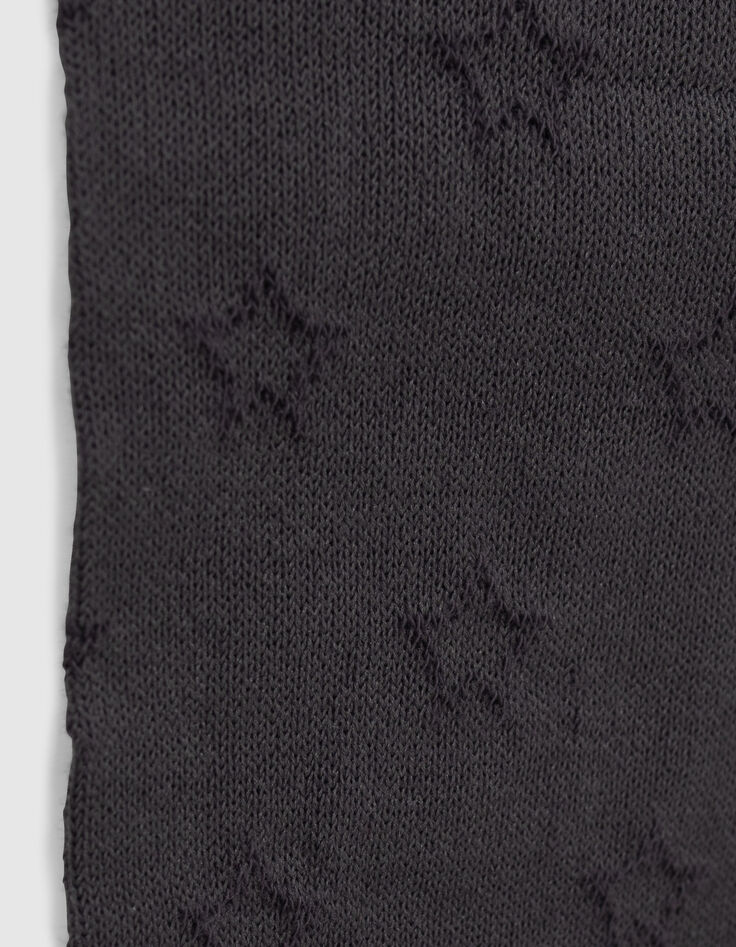 Girls’ grey openwork knit tights with star motifs-4