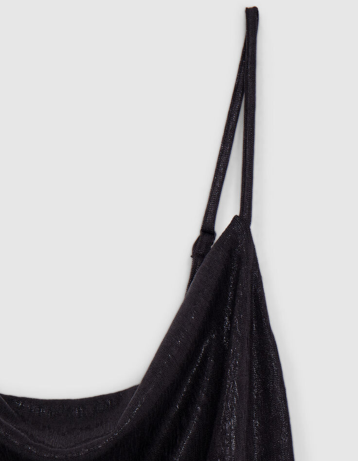 Women’s black lamé strappy midi dress-5