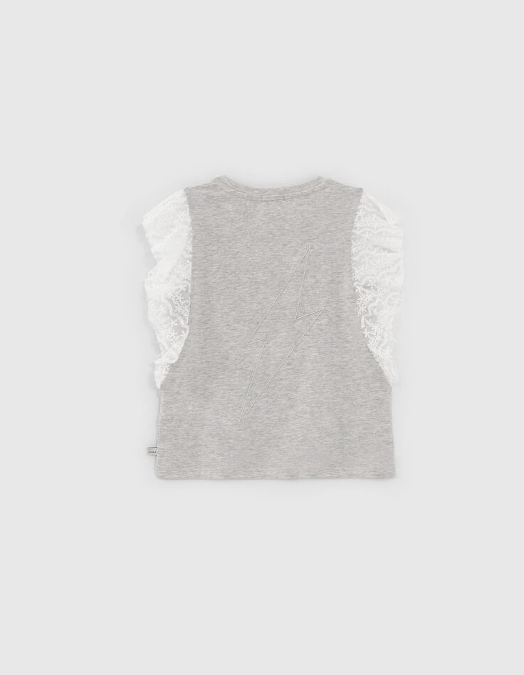 Grijs T-shirt kanten volants mouwinzetten meisjes-2
