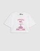 T-shirt blanc coton bio visuel bol de pâtes fille-4