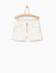 Short blanc cassé à clous, zip et bas frangés fille-1