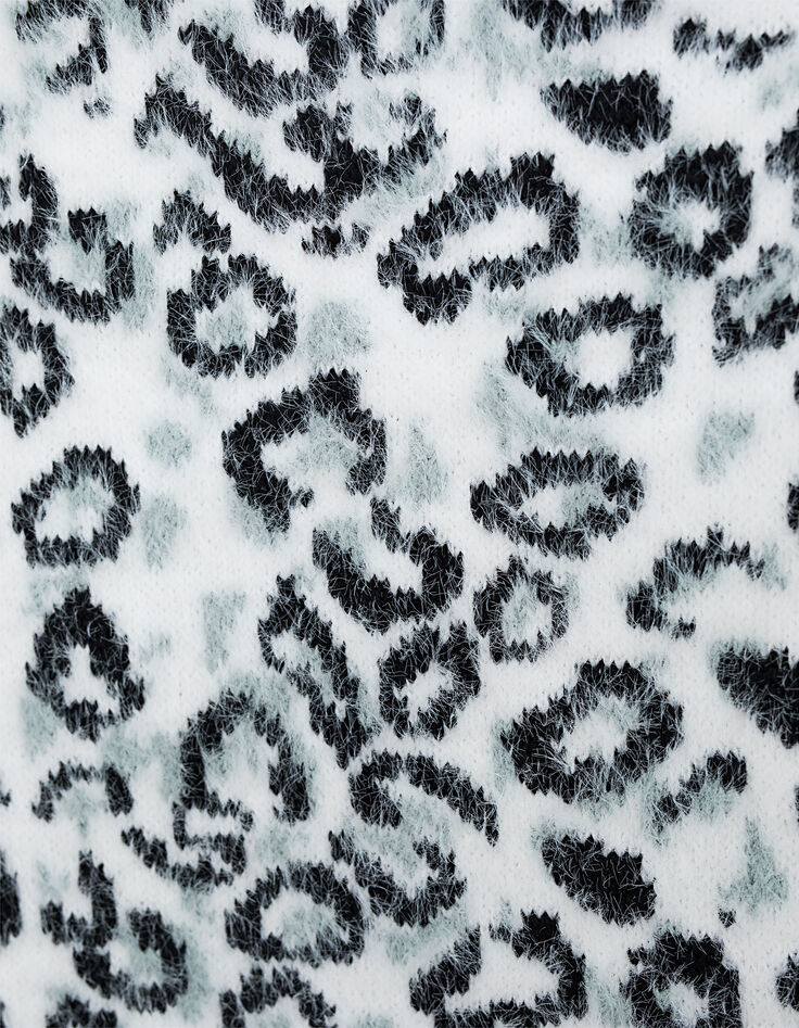 Girls’ off-white, black and grey leopard snood-3 Girls’ off-white, black and grey leopard snood-3