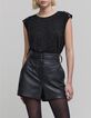 Women's black silver lurex tee-shirt with eyelet and stud-3