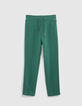 Boys' green joggers with striped braid down side-1