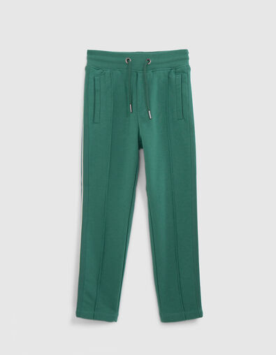 Boys' green joggers with striped braid down side - IKKS