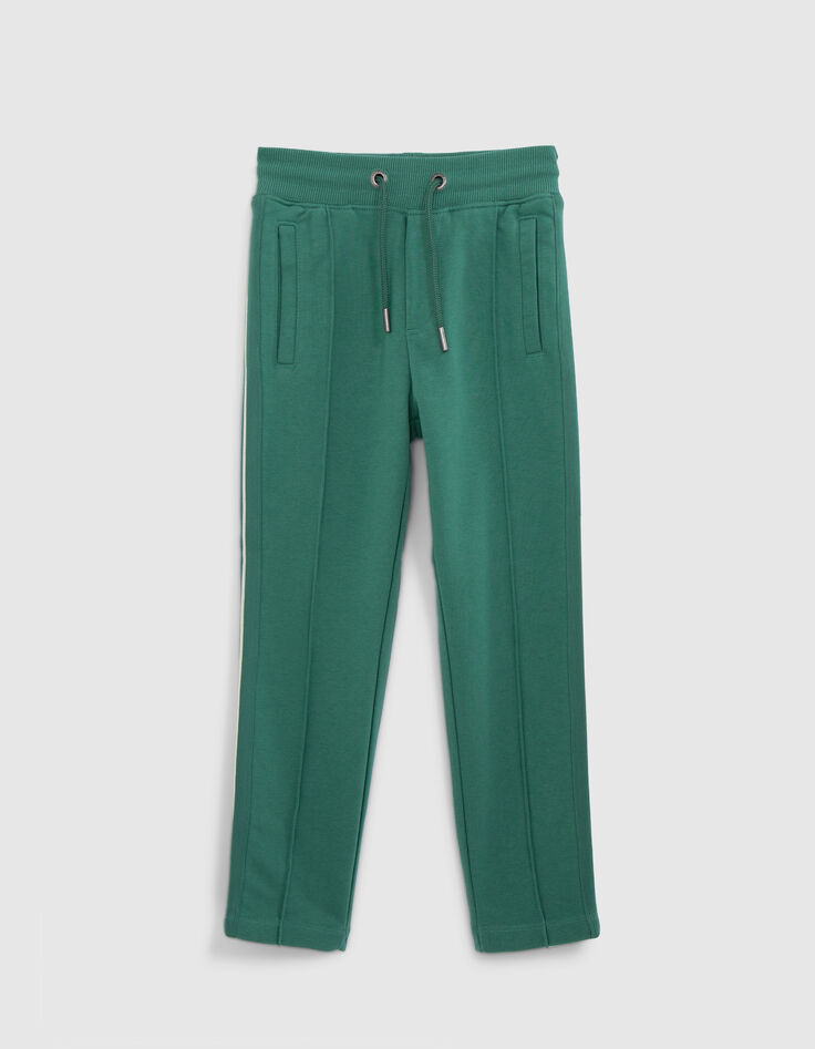 Boys' green joggers with striped braid down side-1