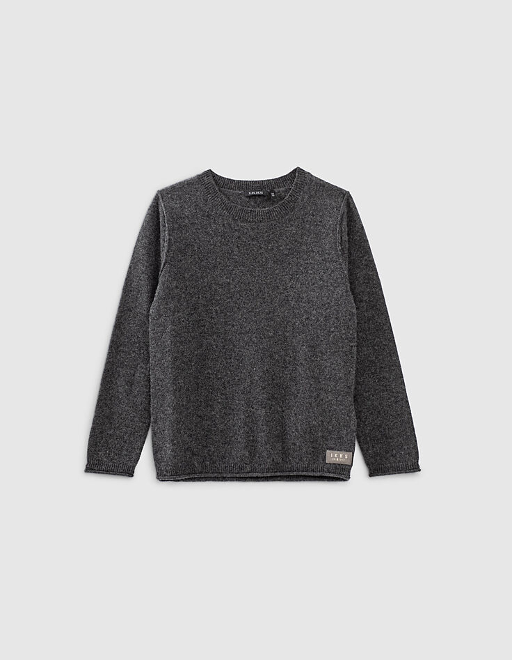 Anthrazitgrau melierter Jungenpullover aus 100&nbsp;% Kaschmir -2