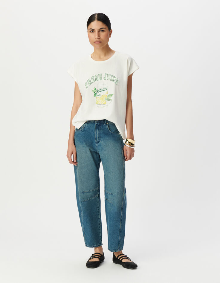 Camiseta manga corta blanco diseño limonada mujer-1